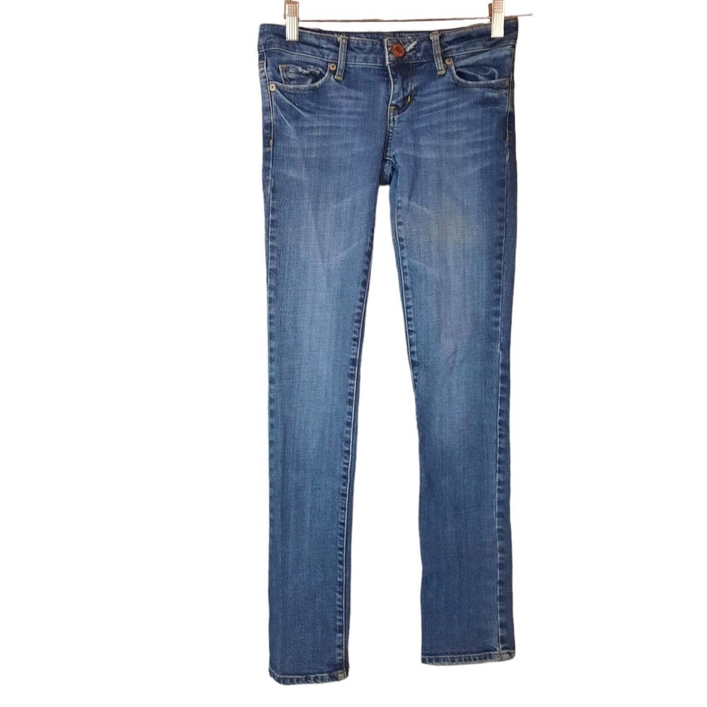 AMERICAN Eagle Women 00 Short Skinny Stretch Low Rise Medium Wash Jeans